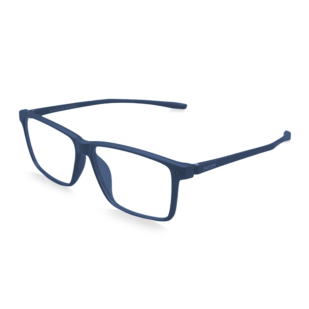 Matte Blue - Rectangular / Sporty - Prescription Eyeglasses - Swoon Eyewear - Lagos Side View