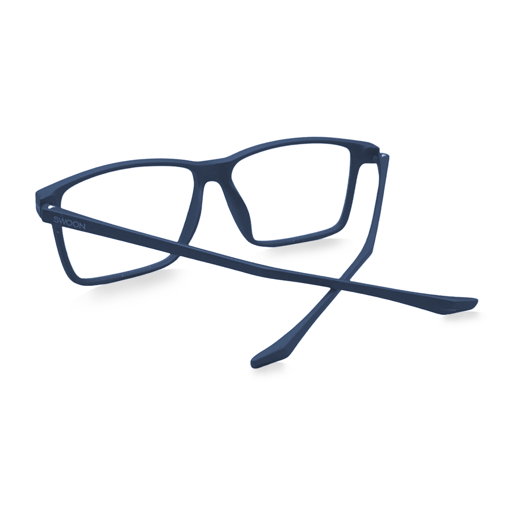 Matte Blue - Rectangular / Sporty - Blue Light Blocking Glasses - Swoon Eyewear - Lagos Back View