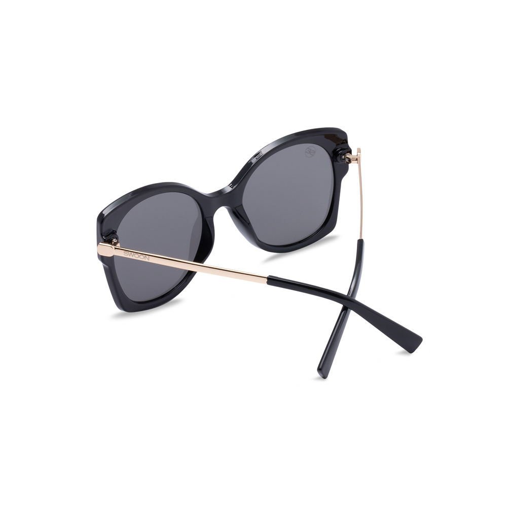 Black & Gold Oversized Sunglasses - Swoon Eyewear - London Back View