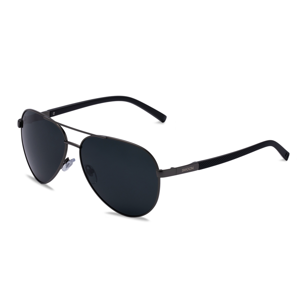 Black & Gunmetal Aviator Sunglasses - Swoon Eyewear - Manchester Side View