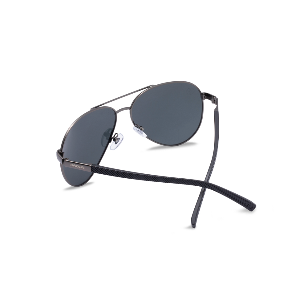 Black & Gunmetal Aviator Sunglasses - Swoon Eyewear - Manchester Back View