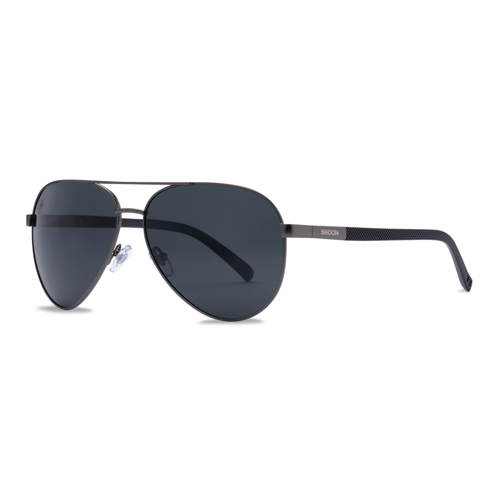 Black & Gunmetal Aviator Sunglasses - Swoon Eyewear - Manchester Side View 2