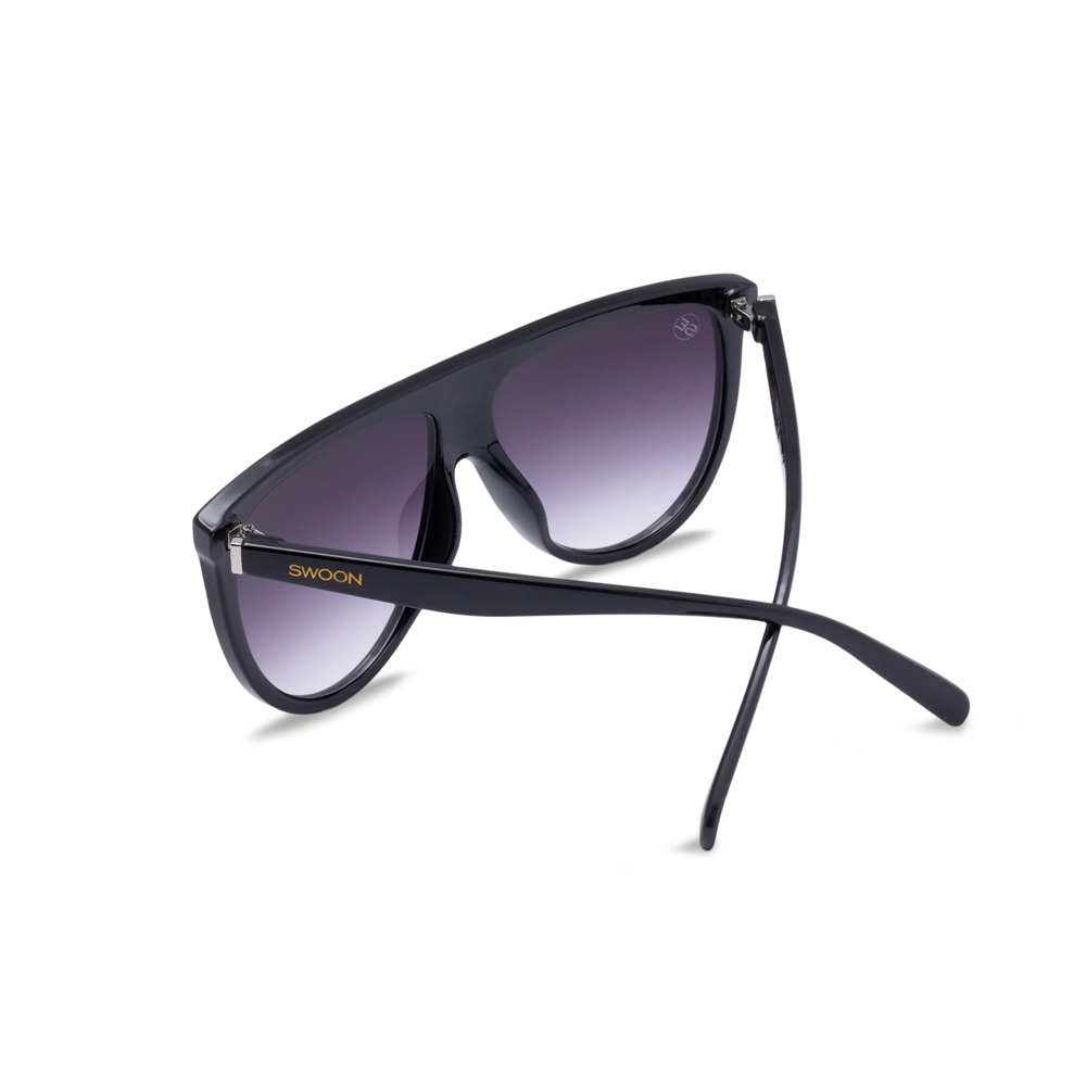 Black Oversized Men's Fashion Sunglasses - Swoon Eyewear - Miami Back View