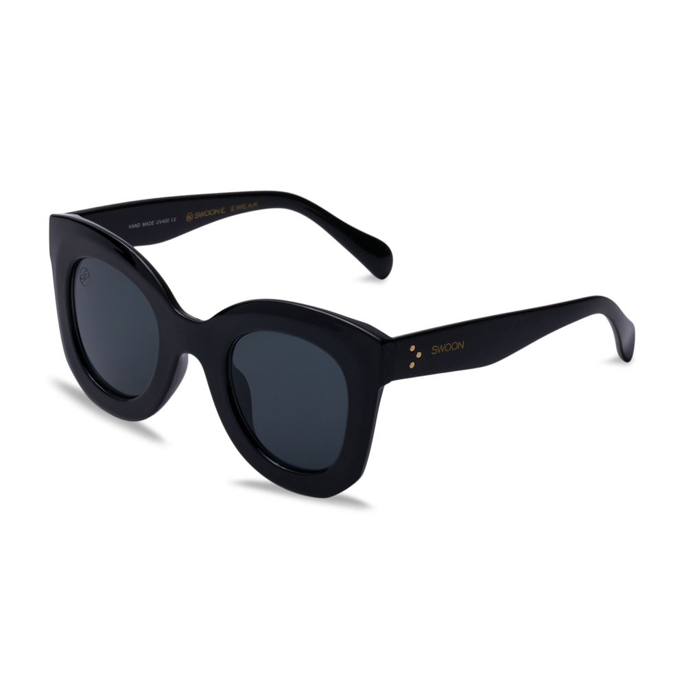 Bold, Black Full-Coverage Women's Fashion Sunglasses - Swoon Eyewear - Milan Side View