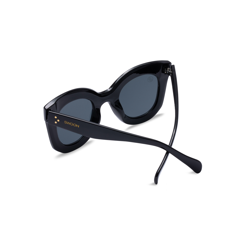 Bold, Black Full-Coverage Women's Fashion Sunglasses - Swoon Eyewear - Milan Back View