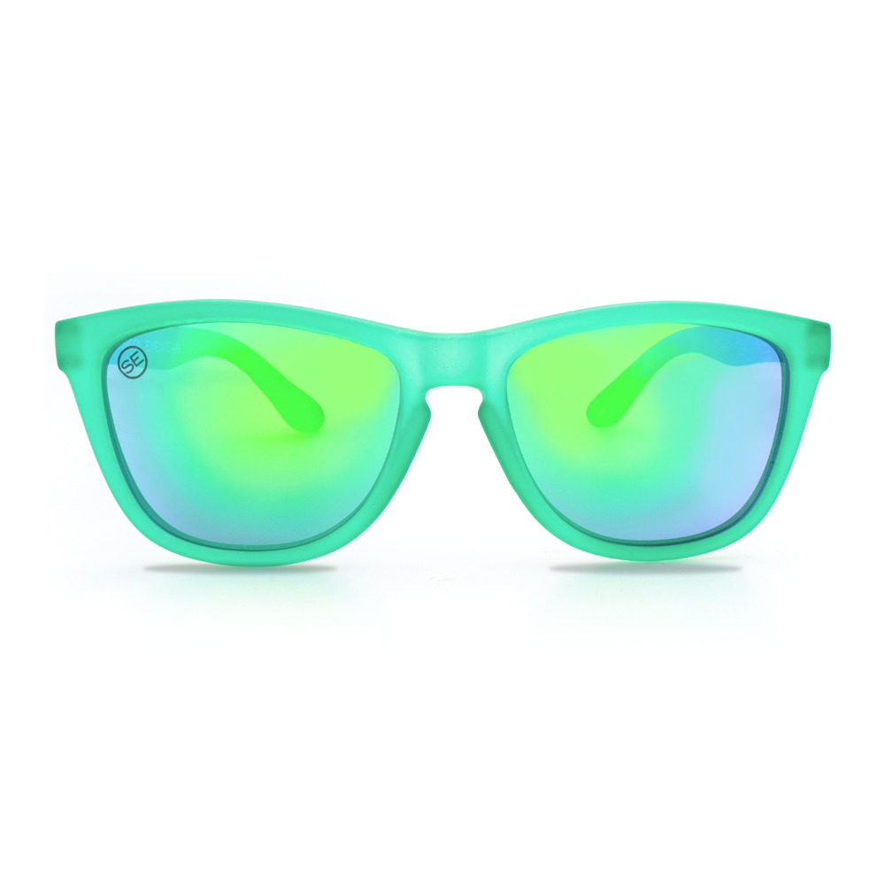 Polarized Matte Green Frame Green Mirror Sunglasses - Swoon Eyewear - Montserrat Front View