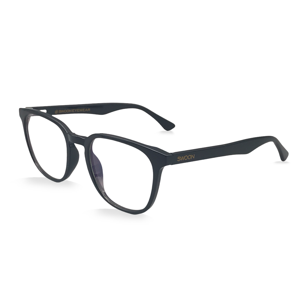 Black Rounded Rectangle - Blue Light Glasses - Swoon Eyewear - Mumbai Side View