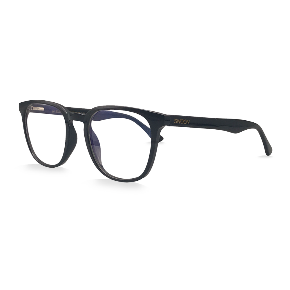 Mumbai Black, Rounded Rectangular Blue Light Glasses