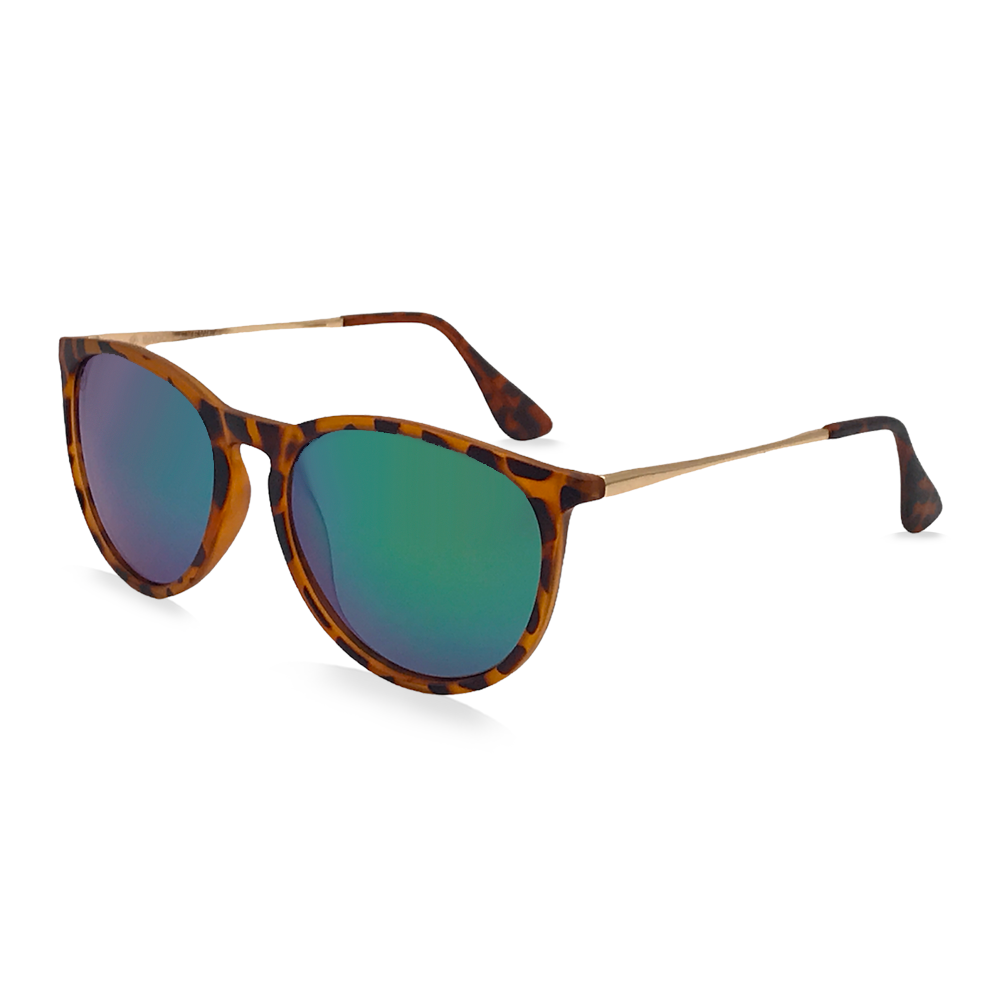 Matte Tortoise Sunglasses, Green Mirror Lenses - Swoon Eyewear - Munich Side View