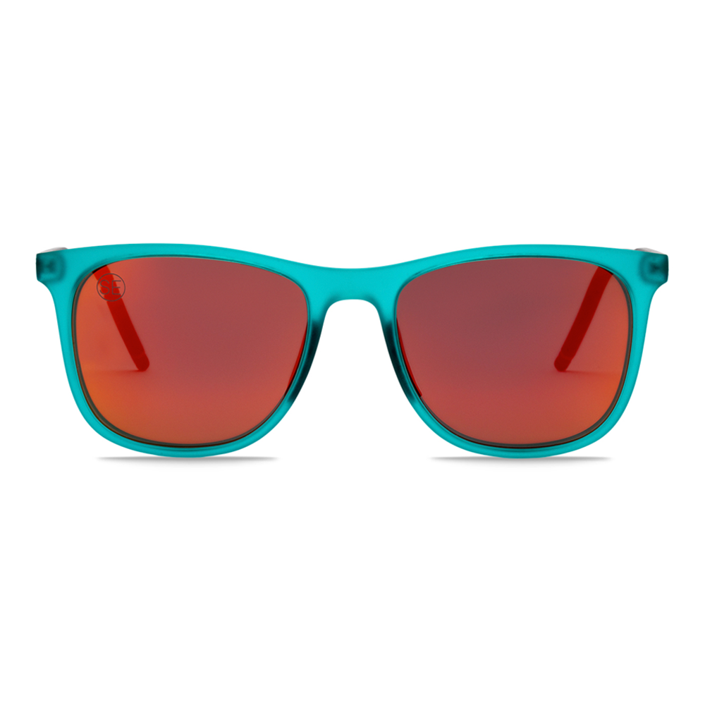 Matte Teal Sunglasses with Red Mirror Lenses - Swoon Eyewear - Nassau Front View