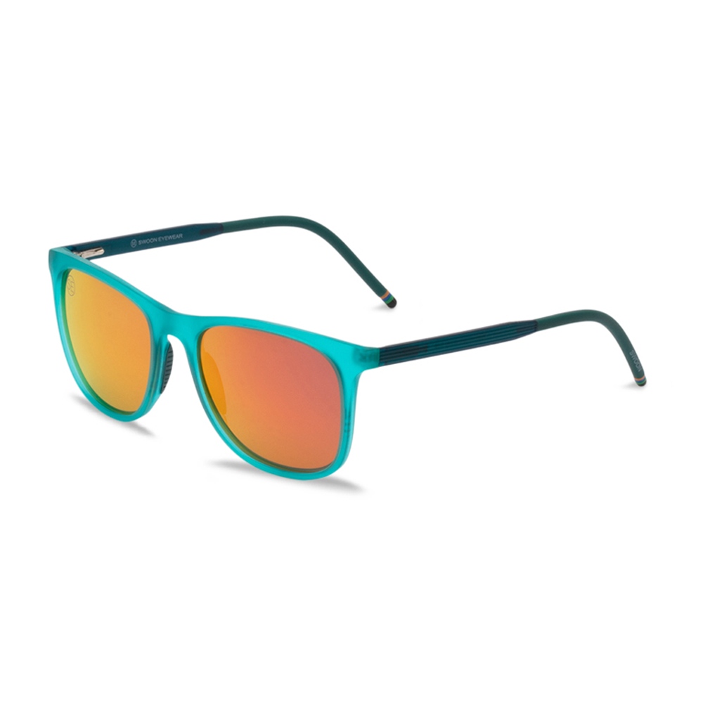 Matte Teal Sunglasses with Red Mirror Lenses - Swoon Eyewear - Nassau Side View