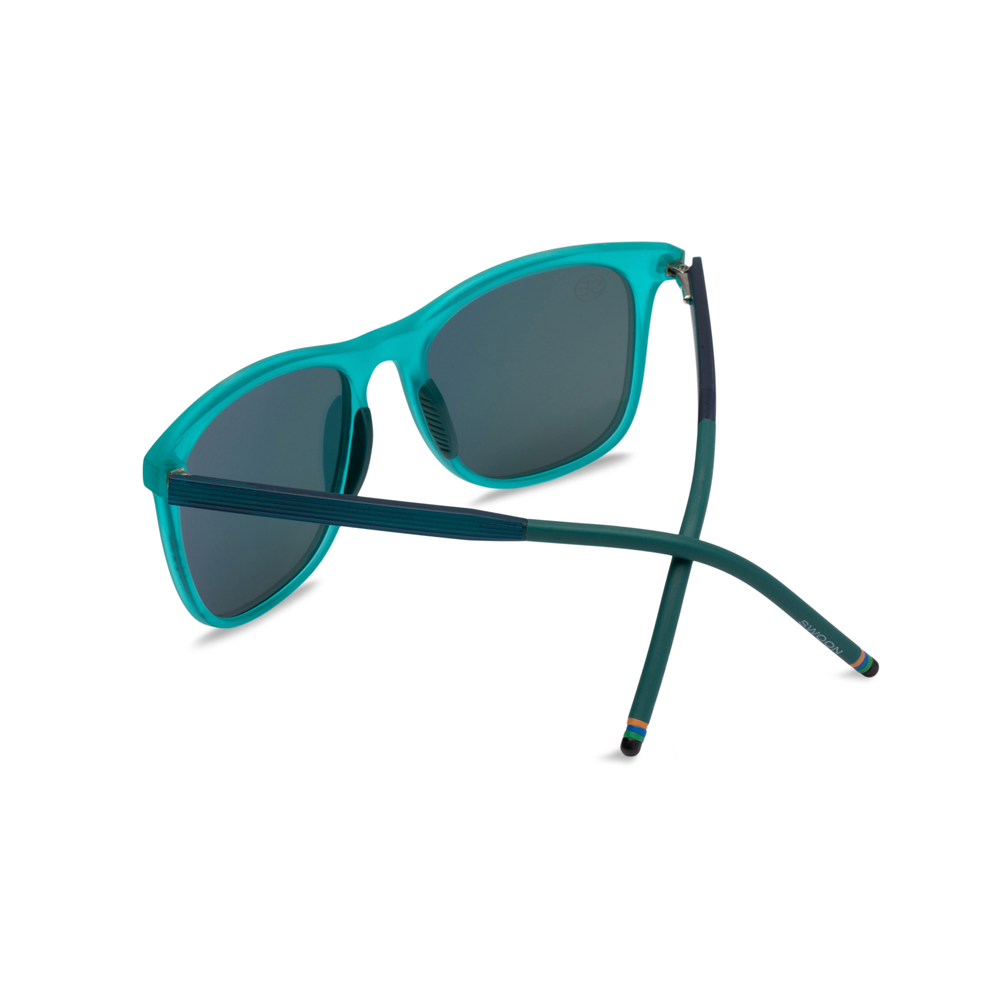 Matte Teal Sunglasses with Red Mirror Lenses - Swoon Eyewear - Nassau Back View