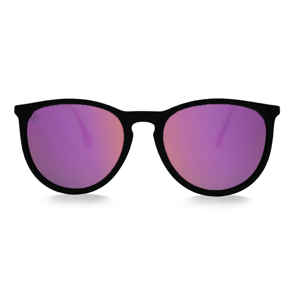Nice Gloss Black Pink Mirror Round Sunglasses