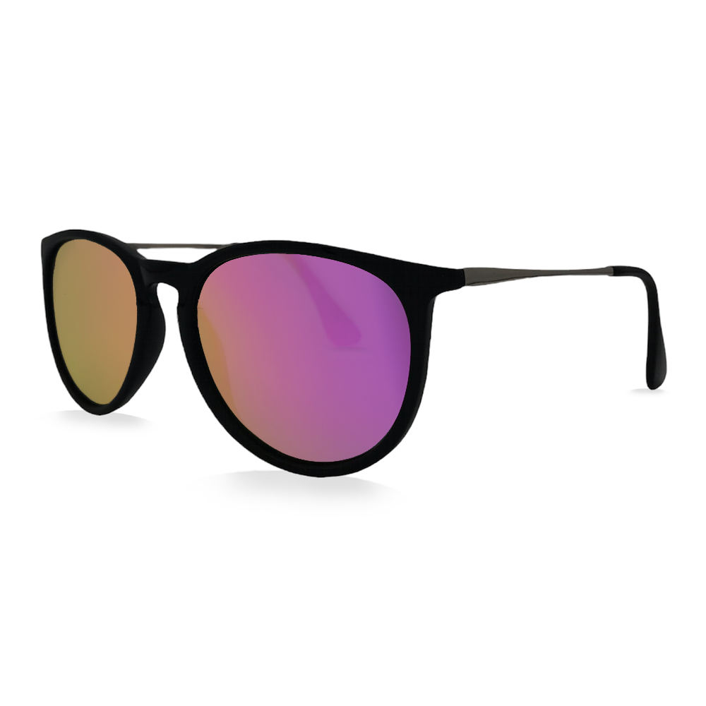 Gloss Black Sunglasses, Polarized Pink Mirror Lenses - Swoon Eyewear - Nice Side View 2