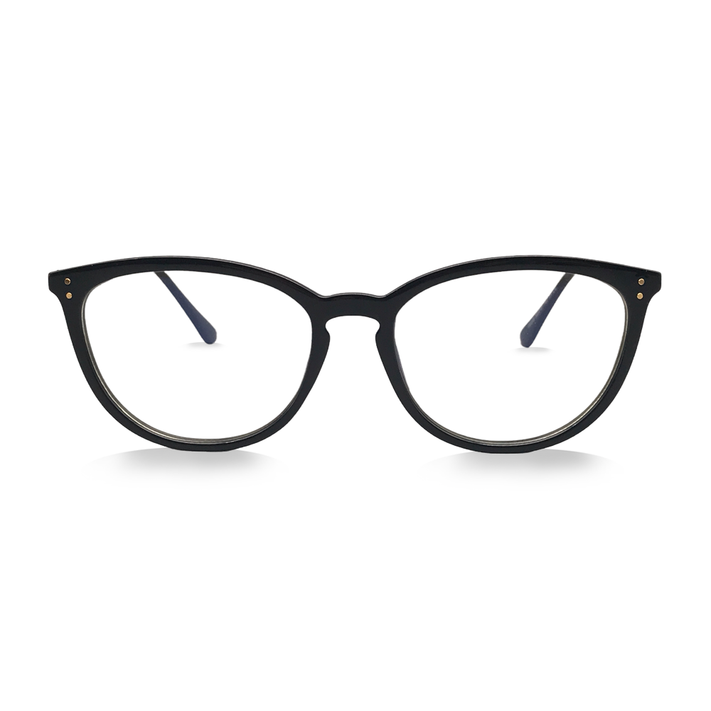 Black / Gold Cat-Eye - Blue Light Blocking Glasses - Swoon Eyewear - Osaka Front View