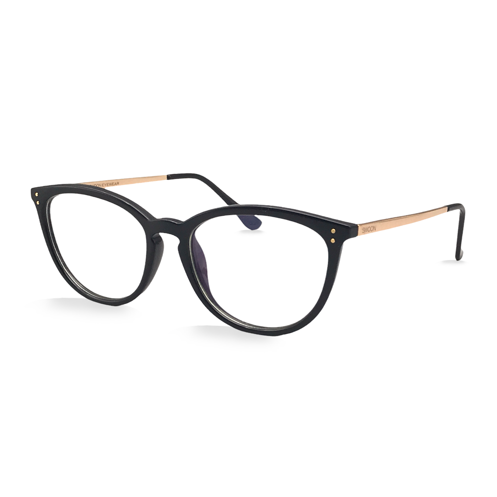 Black / Gold Cat-Eye - Blue Light Blocking Glasses - Swoon Eyewear - Osaka Side View 2