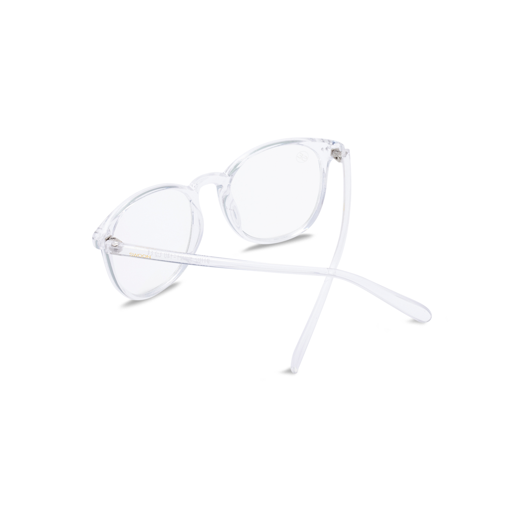Clear Plastic Round Blue Light Blocking Glasses - Swoon Eyewear - Oslo Back View