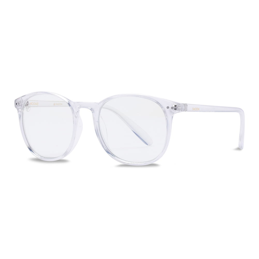 Clear Plastic Round Blue Light Blocking Glasses - Swoon Eyewear - Oslo Side View 2