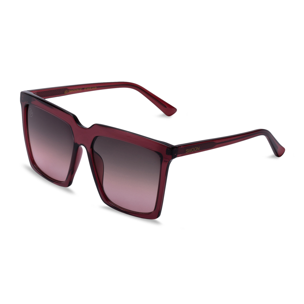 Ruby Red Oversized Fashion Sunglasses - Swoon Eyewear - Prague Side View