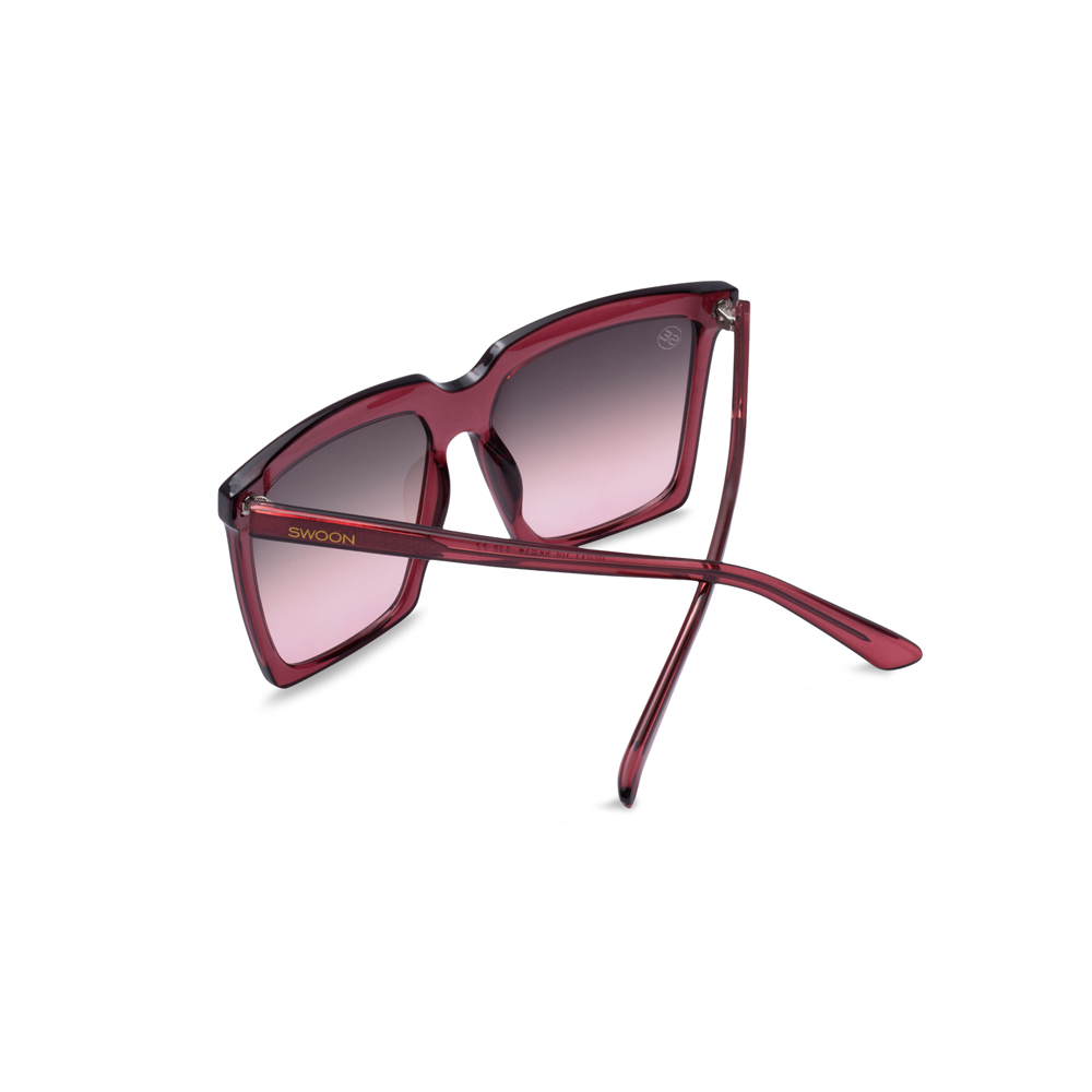 Ruby Red Oversized Fashion Sunglasses - Swoon Eyewear - Prague Back View