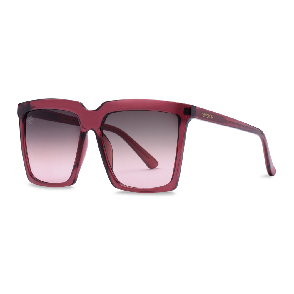 Ruby Red Oversized Fashion Sunglasses - Swoon Eyewear - Prague Side View 2