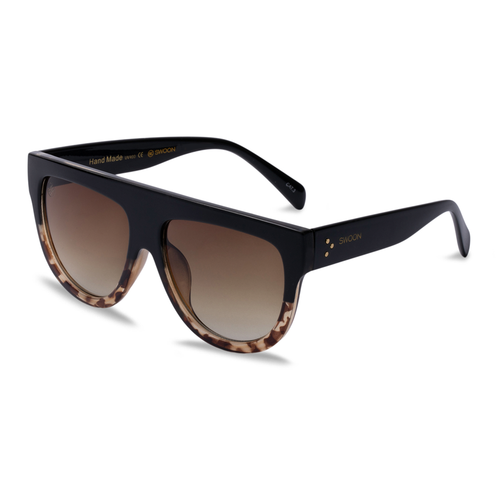 Black & Amber Oversized Fashion Sunglasses - Swoon Eyewear - Rio Side View