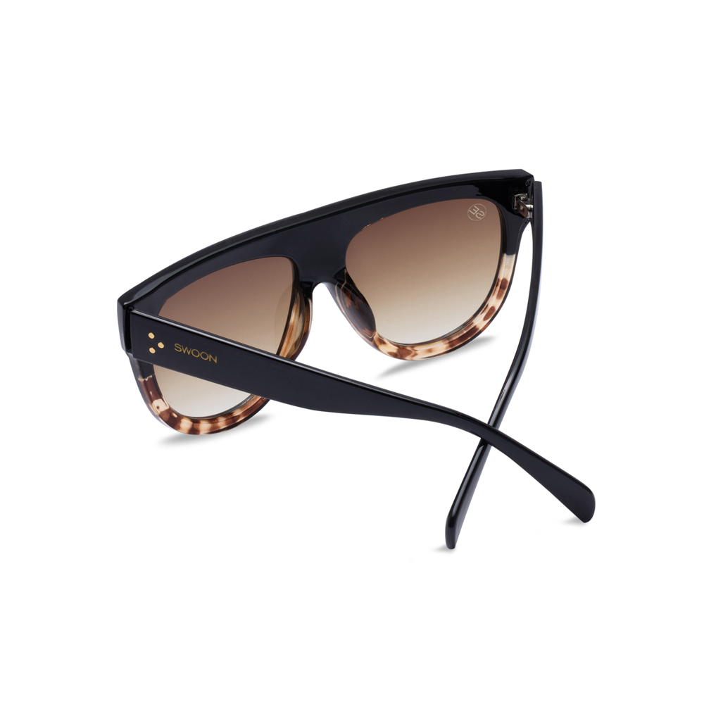 Black & Amber Oversized Fashion Sunglasses - Swoon Eyewear - Rio Back View