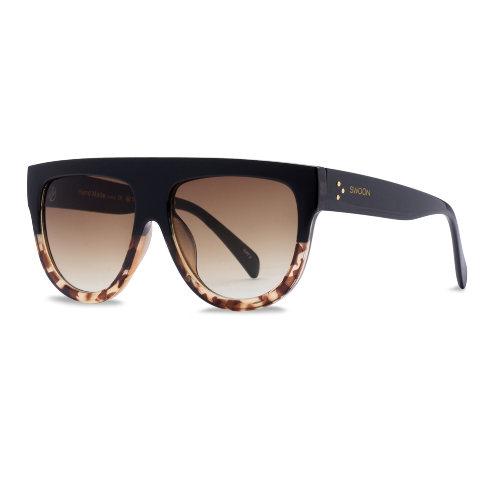 Black & Amber Oversized Fashion Sunglasses - Swoon Eyewear - Rio Side View 2