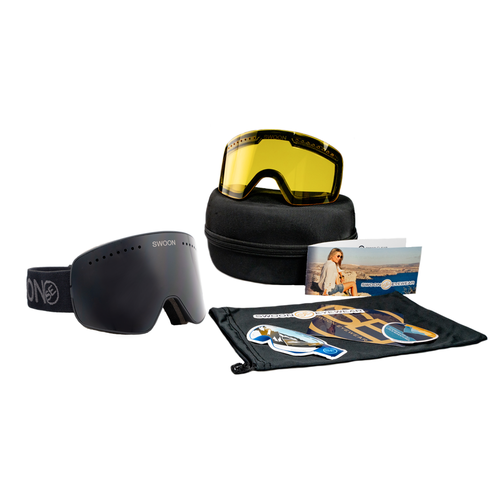 Breckenridge + Night Lens Bundle - Black Snow Goggles - Swoon Eyewear - Bonus Pack
