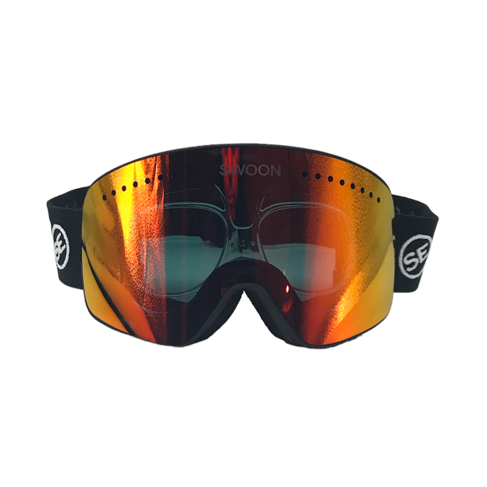Universal Prescription Snow Goggle Inserts - Shown Inside Ski Goggles - Front View - Swoon Eyewear
