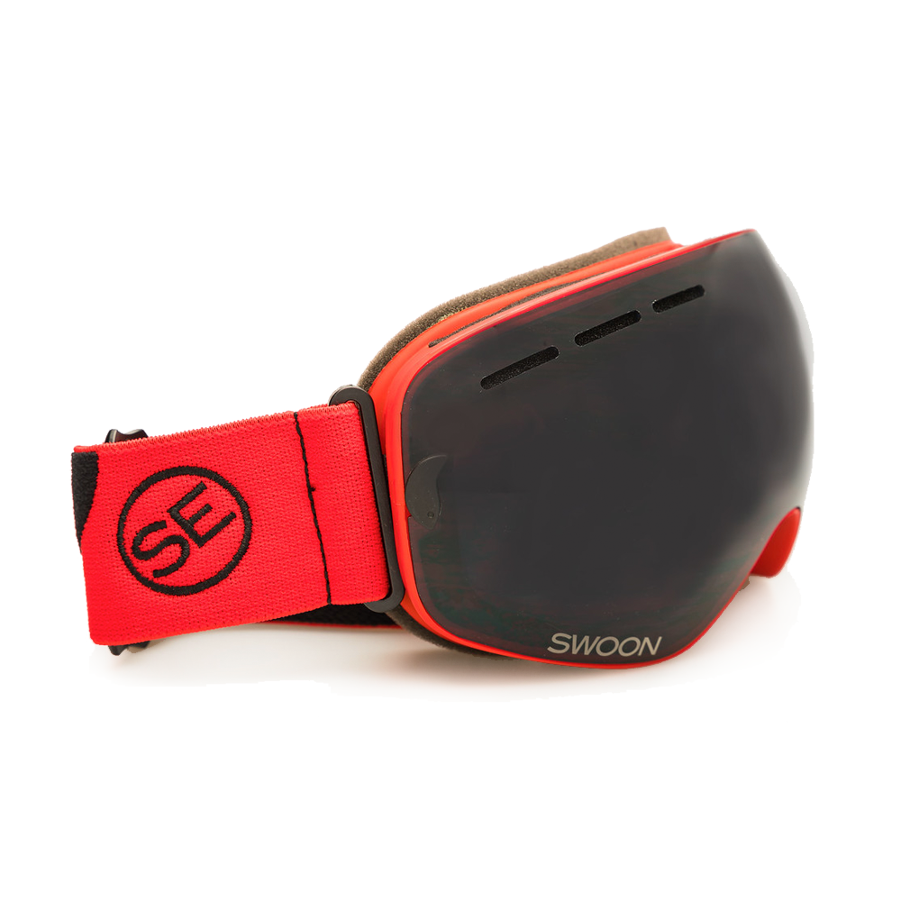 Red & Black Ski / Snowboard Goggles - Anti-Fog Scratch Resistant - Zermatt Side View