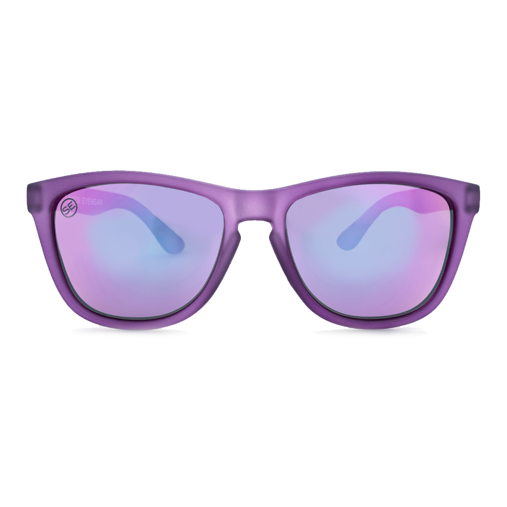 Polarized Purple Matte Frame Bubblegum Mirror Sunglasses - Swoon Eyewear - Saint Lucia Front View