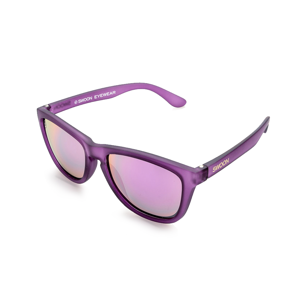 Polarized Purple Matte Frame Bubblegum Mirror Sunglasses - Swoon Eyewear - Saint Lucia Side View