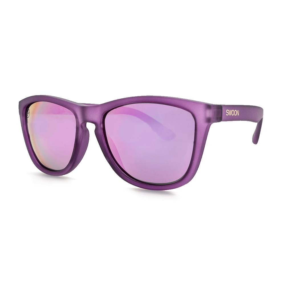 Polarized Purple Matte Frame Bubblegum Mirror Sunglasses - Swoon Eyewear - Saint Lucia Side View 2