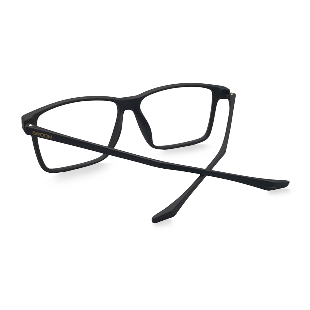 Matte Black - Rectangular - Blue Light Blocking Glasses - Swoon Eyewear - San Antonio Back View