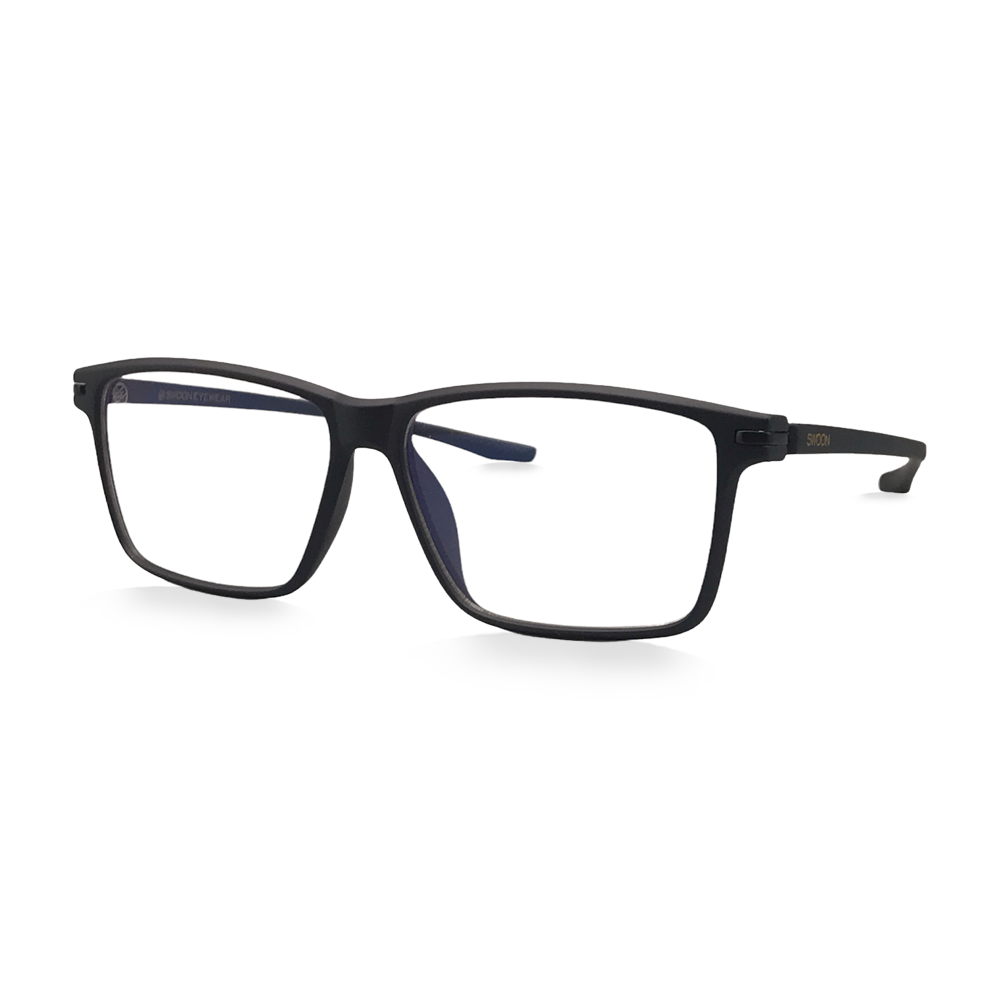 Matte Black - Rectangular - Blue Light Blocking Glasses - Swoon Eyewear - San Antonio Side View 2