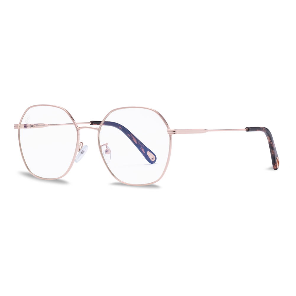 Rose Gold Oversized 70s Inspired Blue Light Blocking Glasses - Swoon Eyewear - Singapore Side View 2