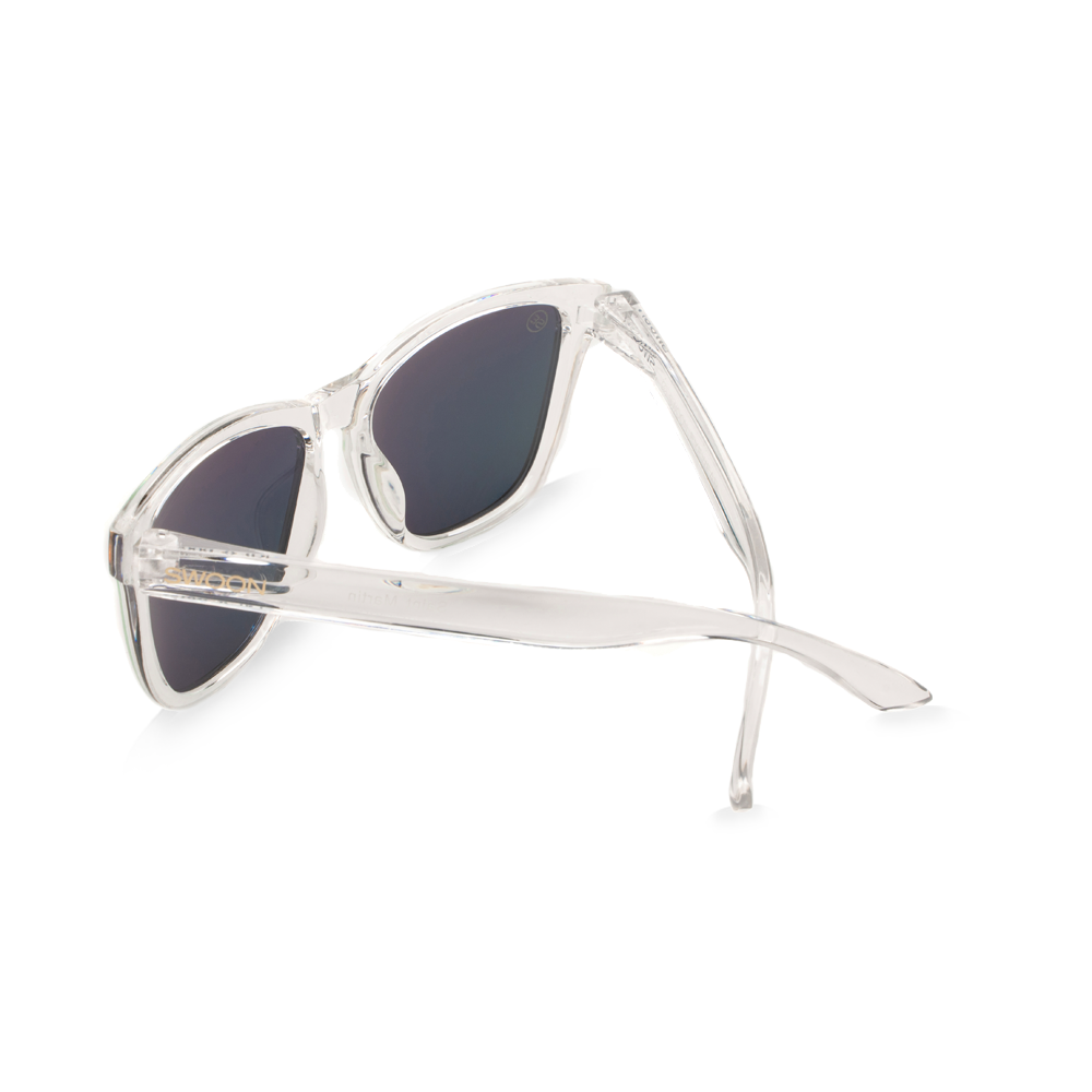 Clear Frame Polarized Purple Mirror Sunglasses - Swoon Eyewear - Saint Croix Back View