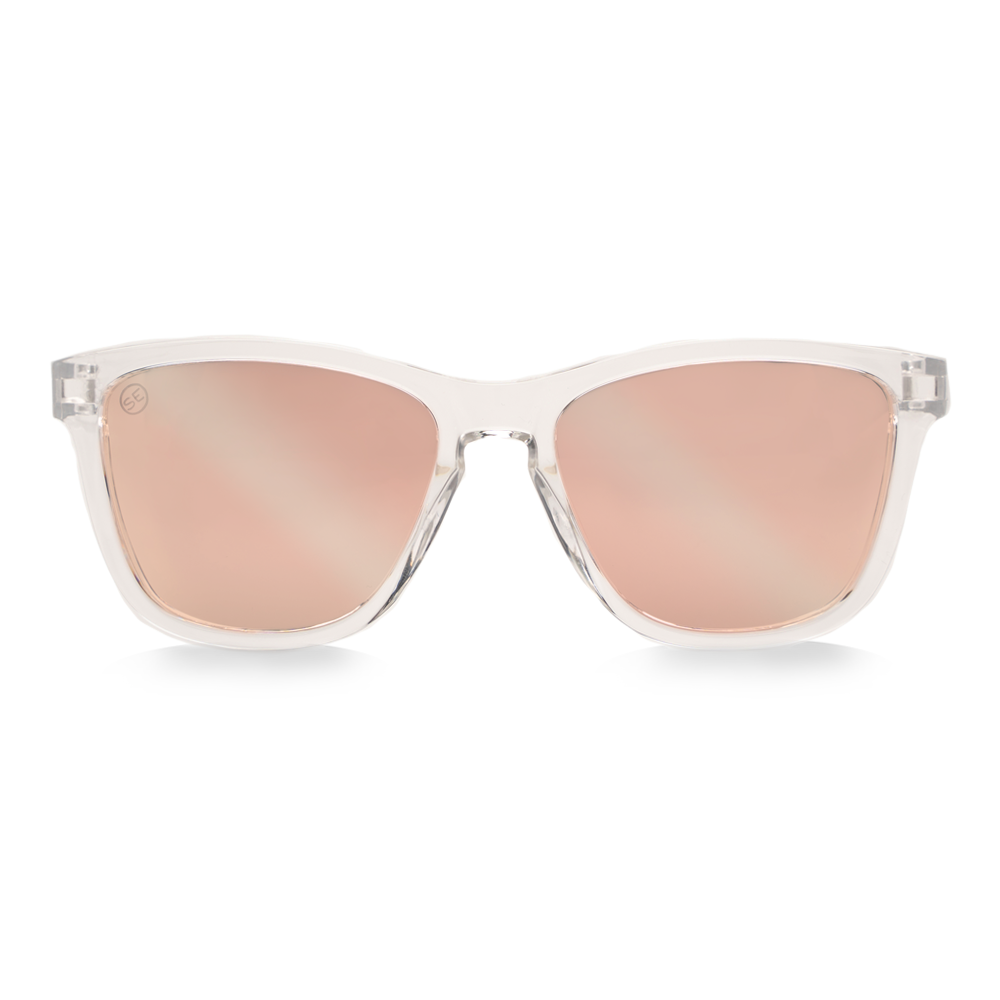 Clear Frame Polarized Rose Gold Mirror Sunglasses - Swoon Eyewear - Saint Martin Front View