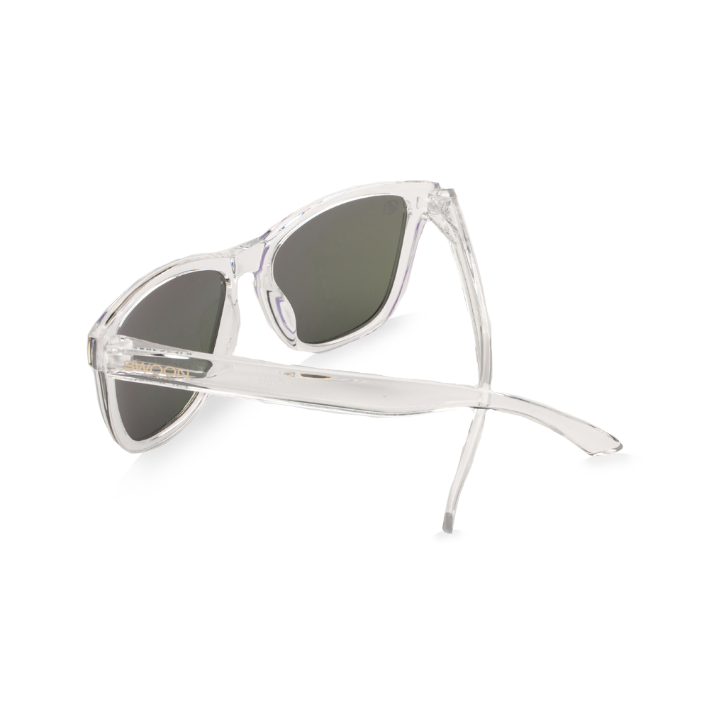 Clear Frame Polarized Rose Gold Mirror Sunglasses - Swoon Eyewear - Saint Martin Back View