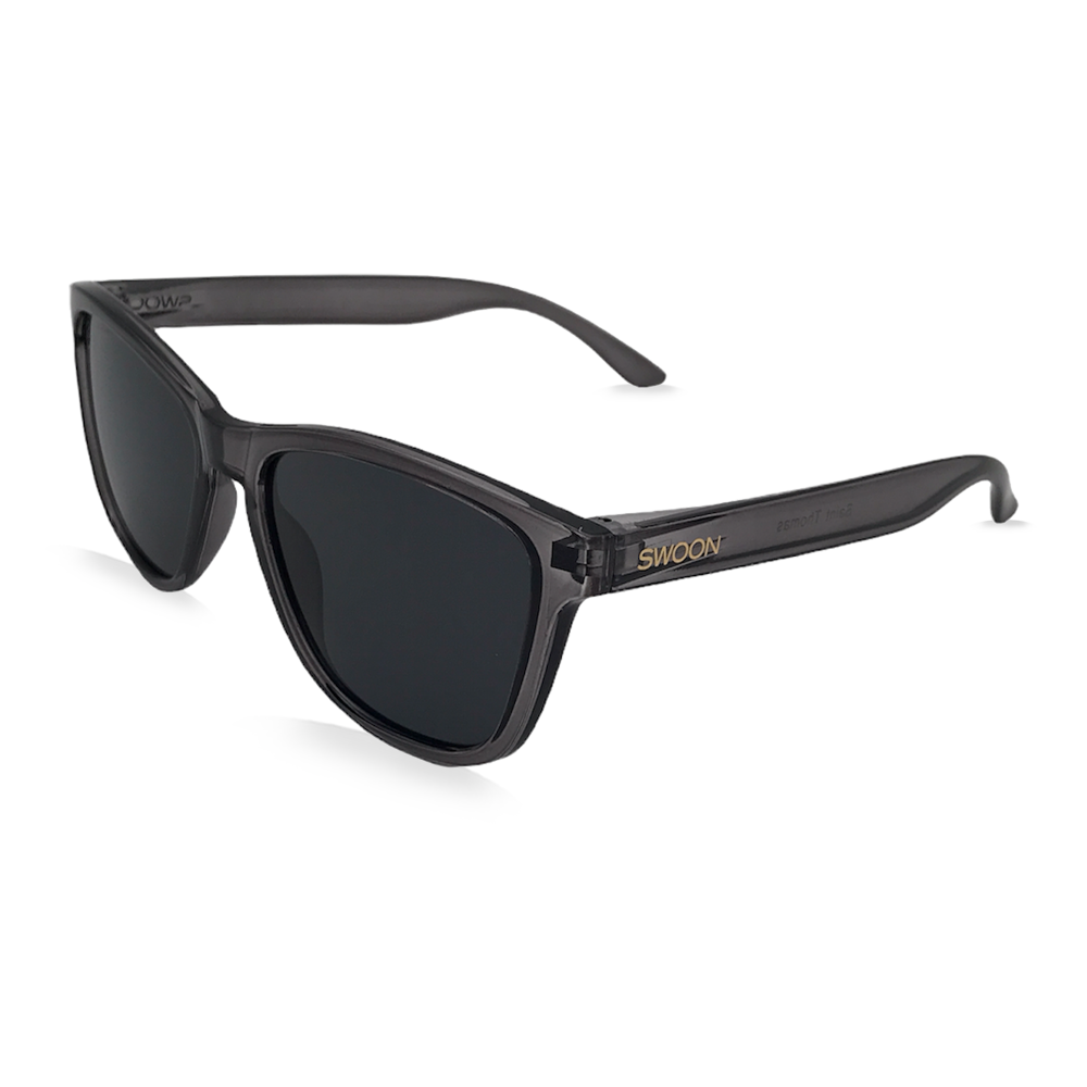 Translucent Gray Polarized Gray Mirror Sunglasses - Swoon Eyewear - Saint Thomas Side View