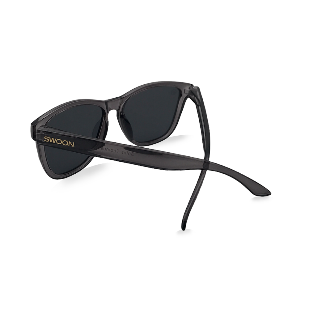 Translucent Gray Polarized Gray Mirror Sunglasses - Swoon Eyewear - Saint Thomas Back View