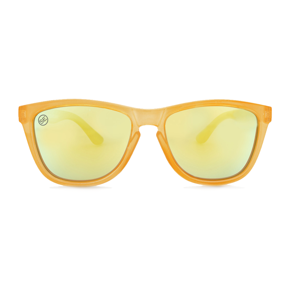 Polarized Tan Matte Frame Gold / Green Mirror Sunglasses - Swoon Eyewear - Turks & Caicos Front View