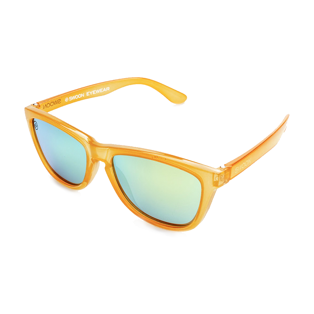Polarized Tan Matte Frame Gold / Green Mirror Sunglasses - Swoon Eyewear - Turks & Caicos Side View