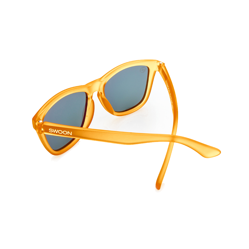 Polarized Tan Matte Frame Gold / Green Mirror Sunglasses - Swoon Eyewear - Turks & Caicos Back View