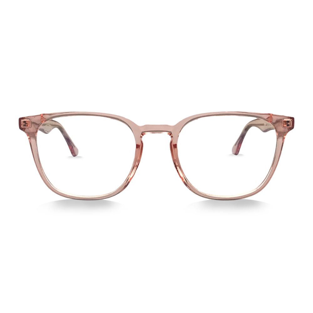 Pink / Clear Rounded - Blue Light Blocking Glasses - Swoon Eyewear - Ubud Front View