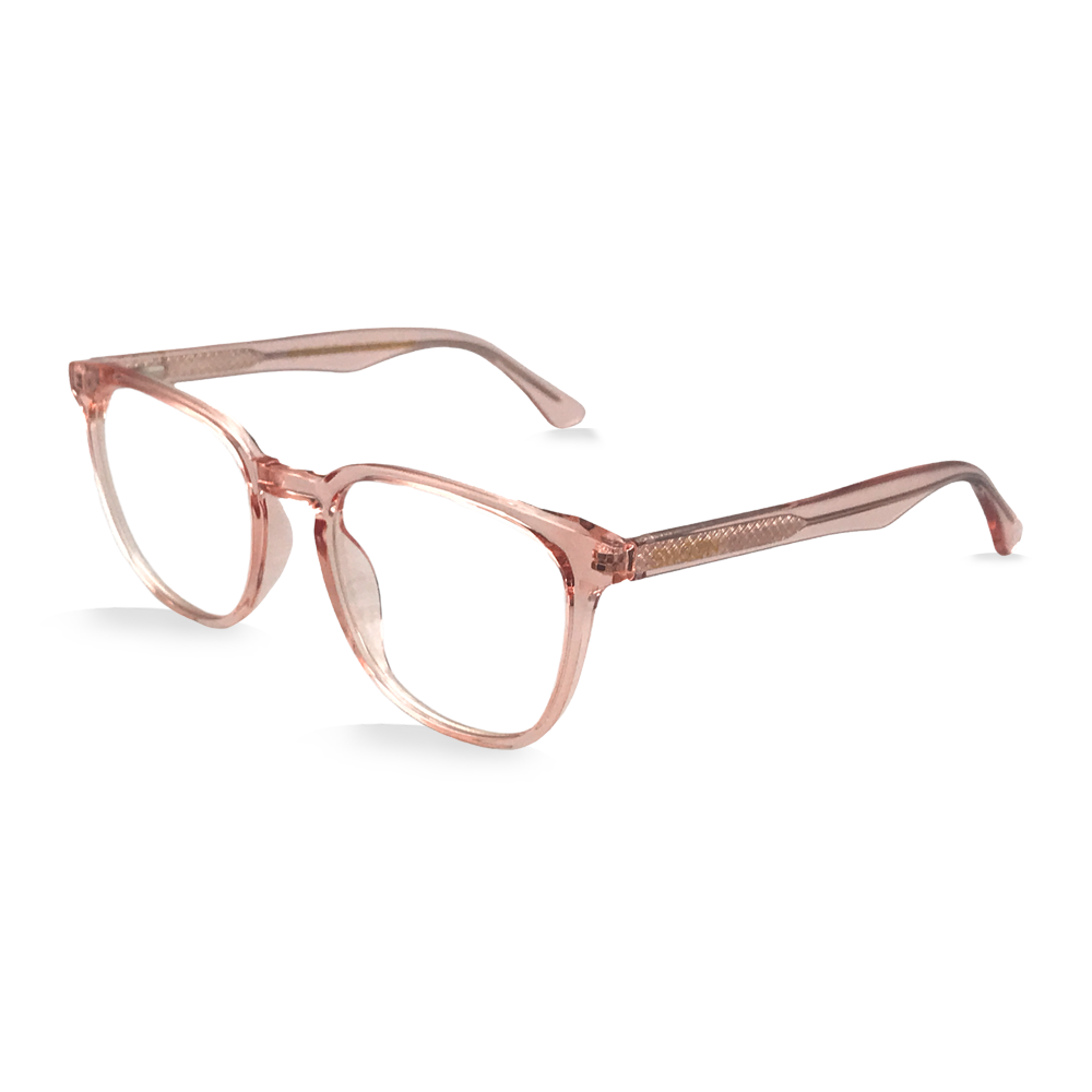 Pink / Clear Rounded - Blue Light Blocking Glasses - Swoon Eyewear - Ubud Side View
