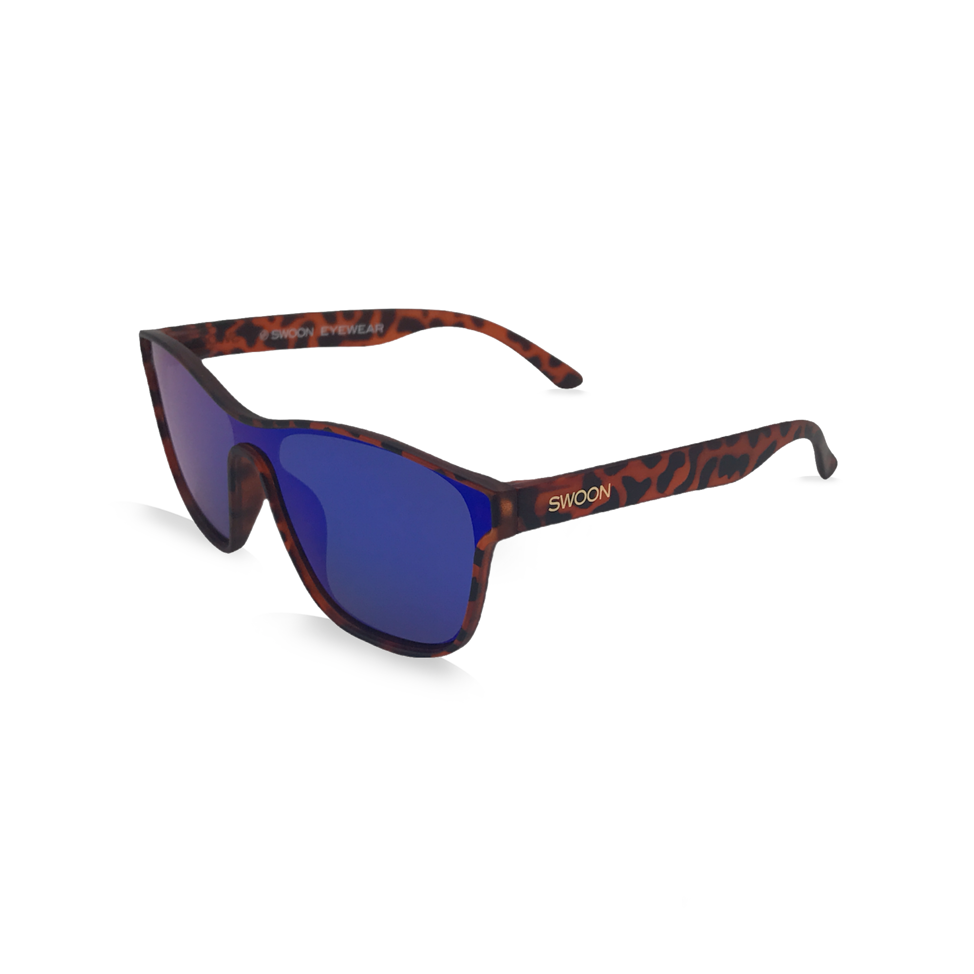 Polarized Blue-Green Mirror Matte Tortoise Sunglasses - Swoon Eyewear - Vegas Side View
