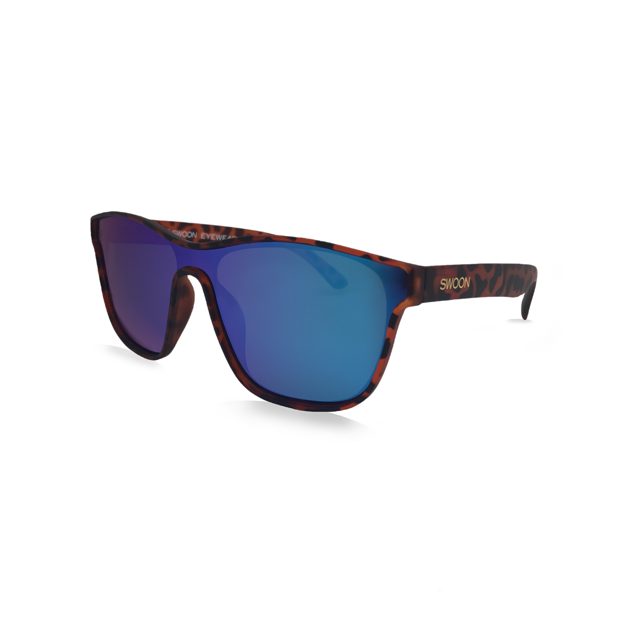Polarized Blue-Green Mirror Matte Tortoise Sunglasses - Swoon Eyewear - Vegas Side View 2