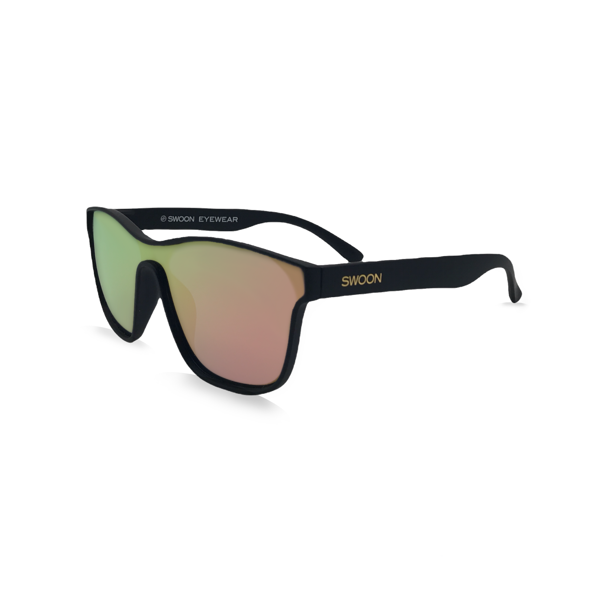 Polarized Pink Mirror Matte Black Fashion Sunglasses - Swoon Eyewear - Victoria Side View 2